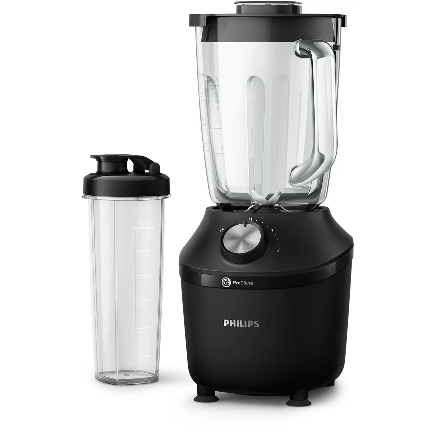 Philips HR2291/41 Cam Sürahili Blender, ProBlend Sistemi, 2 L Kapasite, 2 Hız ve Darbe Ayarı, 600W, Siyah