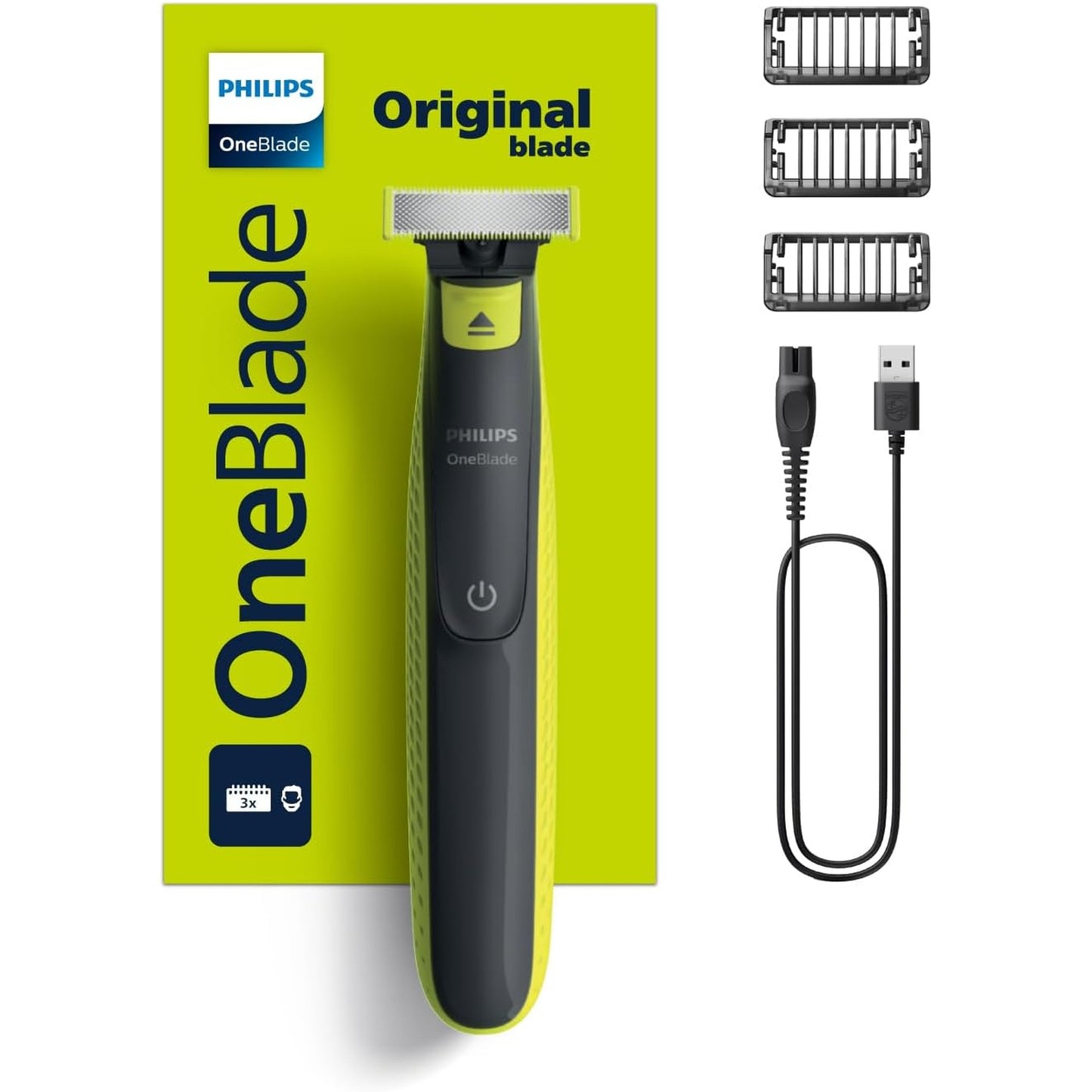 Philips QP2724/10 OneBlade Yüz Tıraş Makinesi, Misket Limonu Yeşili, Kömür Grisi