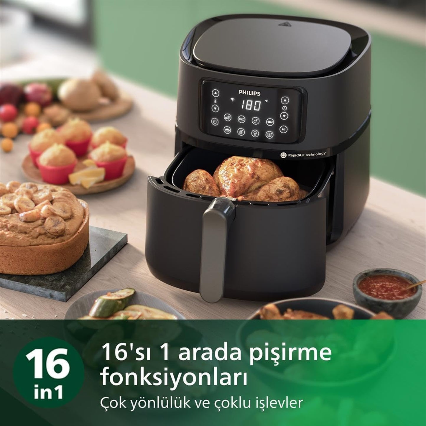 Philips HD9243/90 Airfryer Fritöz, 0.8 kg, 4.1 L Kapasite Siyah