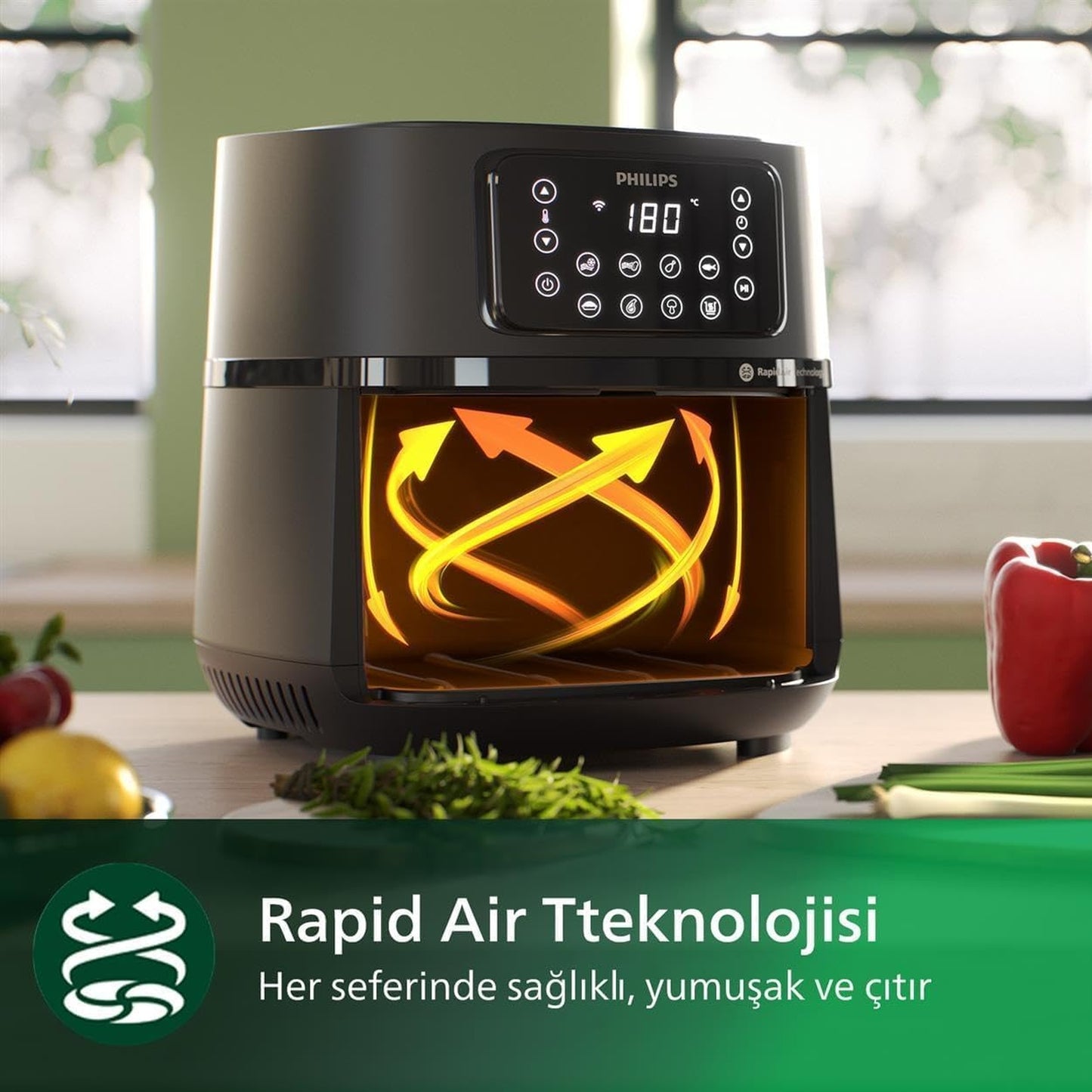 Philips HD9243/90 Airfryer Fritöz, 0.8 kg, 4.1 L Kapasite Siyah