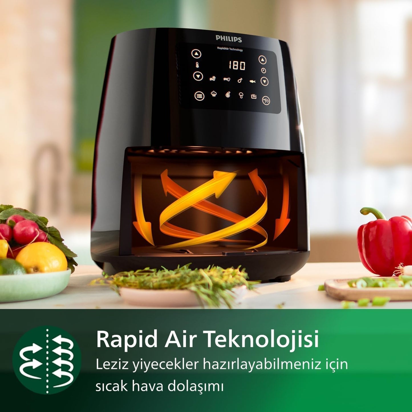 Philips HD9243/90 Airfryer Fritöz, 0.8 kg, 4.1 L Kapasite Siyah