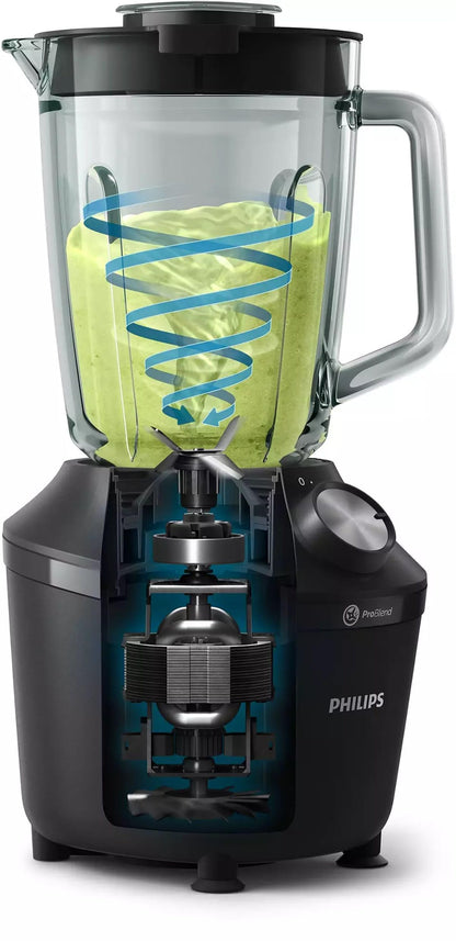 Philips HR2291/41 Cam Sürahili Blender, ProBlend Sistemi, 2 L Kapasite, 2 Hız ve Darbe Ayarı, 600W, Siyah