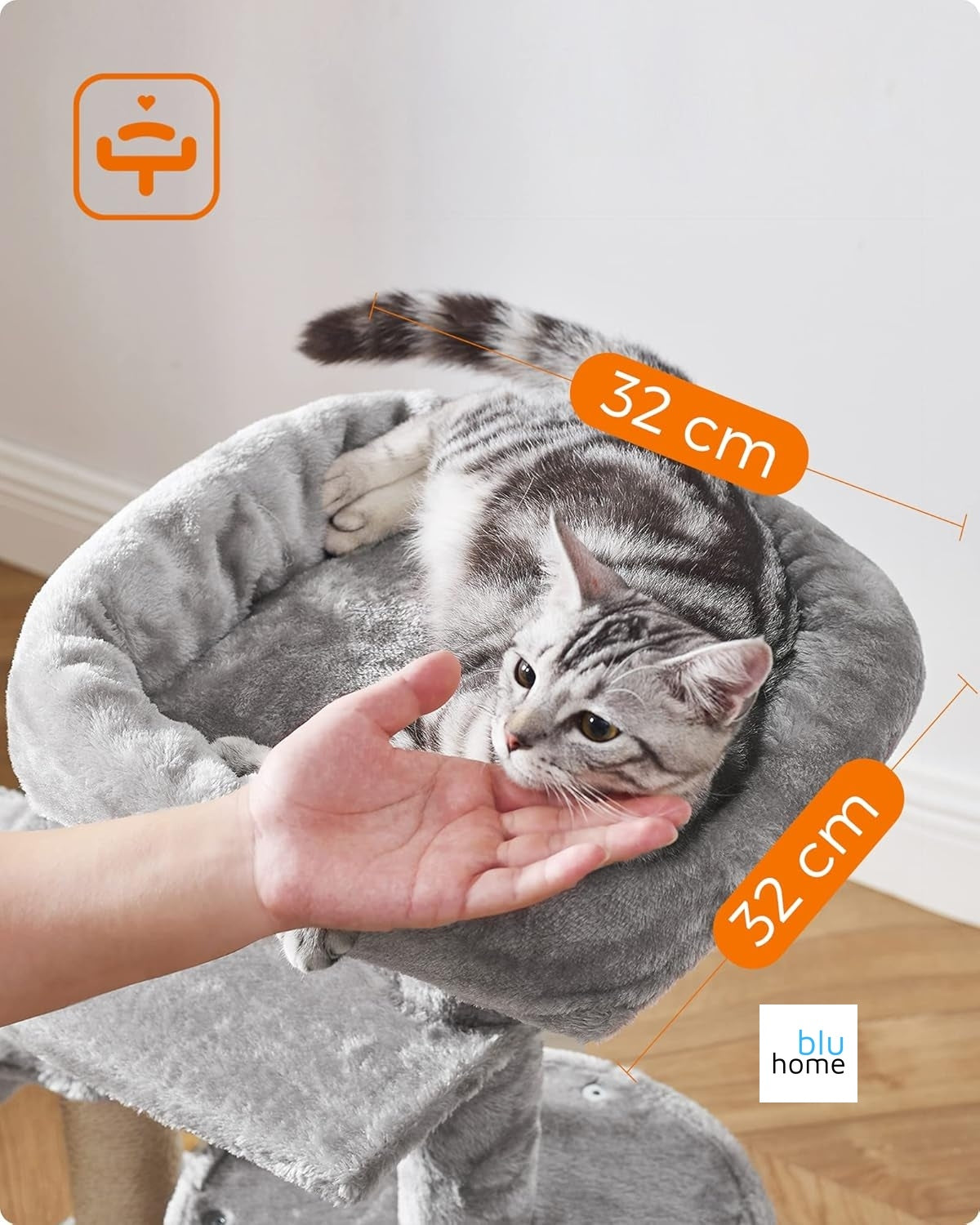 FEANDREA Küçük Kedi Ağacı Tırmalama Direği Çok Katlı 68 cm, Açık Gri